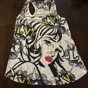 Rhinestone Graphic Tank Top - Black, White, Yellow, Red